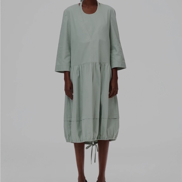 Tibi Dresses & Skirts - Women's Sage Green Tiered Drawstring Dress